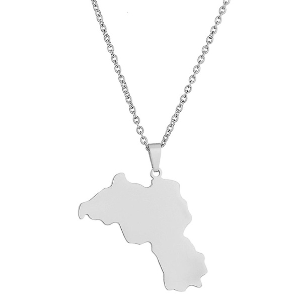 Kurdistan-kort Halskæde i Rustfrit Stål til Mænd og Kvinder - Moderigtigt Smykke (FMY) Silver Style 1
