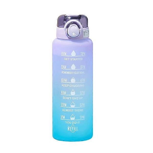 1 Liters Motiverande Vattenflaska Noozle med Tidsmarkering Läcksäker Sportvattenflaska för Gym Camping Tour  (FMY) Purple 1000ML