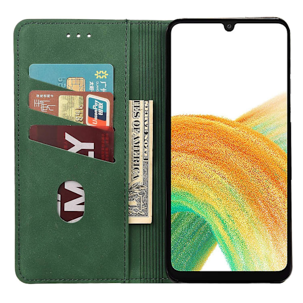 For Samsung Galaxy A15 5G Etui Flip Stand Læder Skin-touch Telefon Cover - Rød  (FMY) Green Samsung Galaxy A15 5G