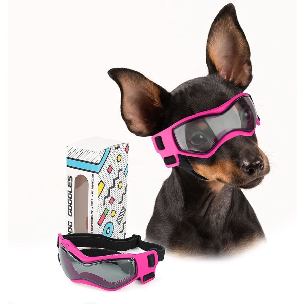 Hundebriller til små racer, UV-beskyttelse Hundesollbriller til mellemstore racer Hundebriller Vind- og støvsikre med justerbare stropper (FMY) Pink