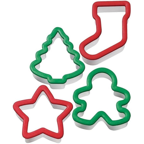 Holiday Grippy Cookie Cutter Set med 4 lättanvända kakformer (FMY)