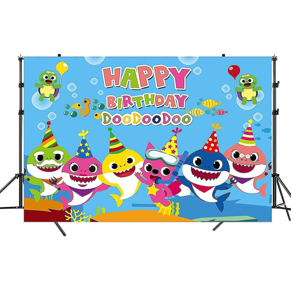 Haj födelsedagsfest tillbehör och dekorationer 5x3 Ft fotobakgrund för pojke flicka baby (FMY)