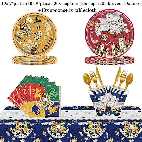 Taikuri Noita -juhlatarvikkeet Kertakäyttöiset Pöytäastiat Setti Vauvakutsuja Illallinen Lautasia Kupit Muovi Pöytäliina Lasten Syntymäpäivä Koristelu (FMY) 81Pcs Set