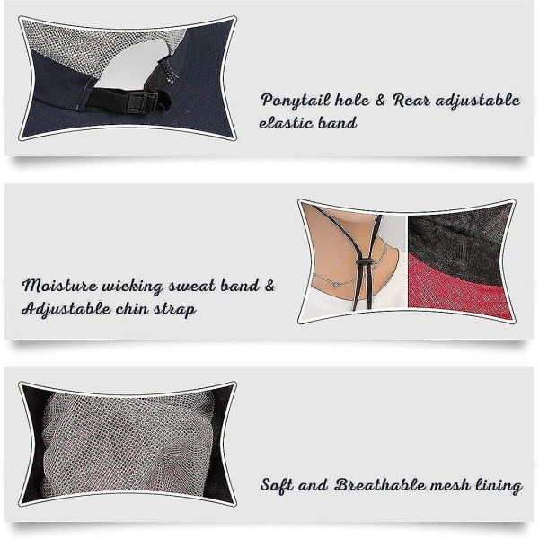 Kvinners Solhatt Sommer Bøttehatt UV-beskyttelse Foldbar Mesh Bredbrem Hatter For Strand Utendørs Fiske Reise Fotturer  (FMY) Red