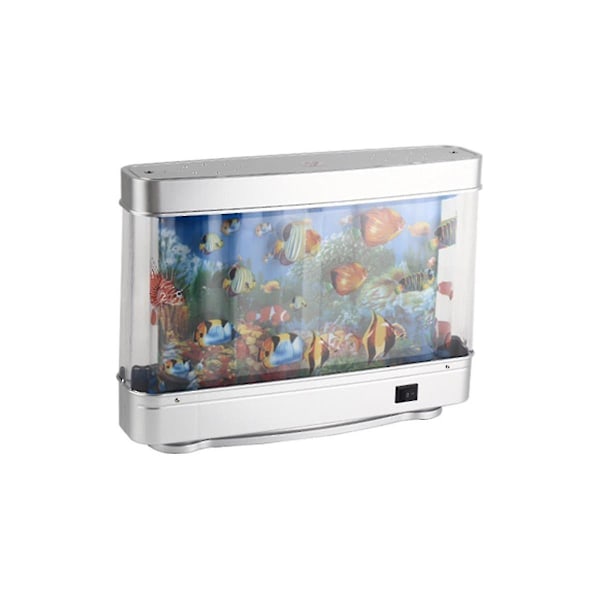 LED Akvarielampe Dynamisk Virtuelt Ocean Delfin Kunstigt Tropisk Landskab Natlys Sød Rumdekoration EU Stik (FMY)