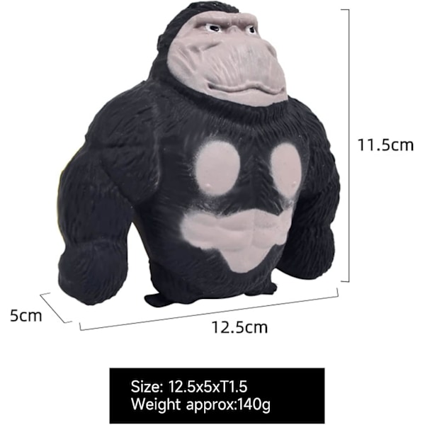 Stretchiga Apa-Leksaker, Avstressande Sensoriska King Kong Leksaksfigurer, Stressavlastande Gorilla-Leksaker Present till Barn och Vuxna (FMY) Black