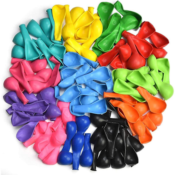 100 st partyballonger, 12 tum premium assorterade färgglada ballonger för födelsedag, fest, jul, bröllop, årsdag (FMY)