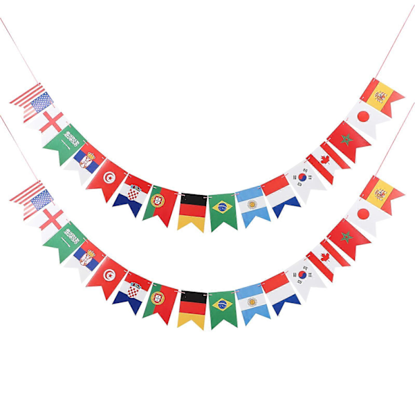 2 stk. Internationale Flag Party Dekorationer Lande String Flag Fodbold Party Dekoration (FMY) 300X17X0.1CM
