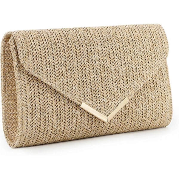 Stråväska Clutch Raffia Rattan Sommarväska Vävda Strandväskor för Kvinnor Bröllop Semester Resa Party 2024 (FMY) Nature