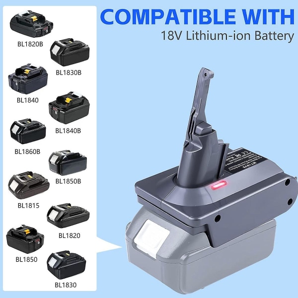 V7 V8 Adapter til 18V Lithium-ion Batteri Konverter til V7 V8 Værktøj Brug til V8 Serie (FMY) GrayBlack