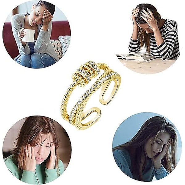 Angstring til kvinder til min datter Fidget ringe Justerbare ringe med perler Spinner ring Angstrelieff ringe til teenagepiger (FMY)