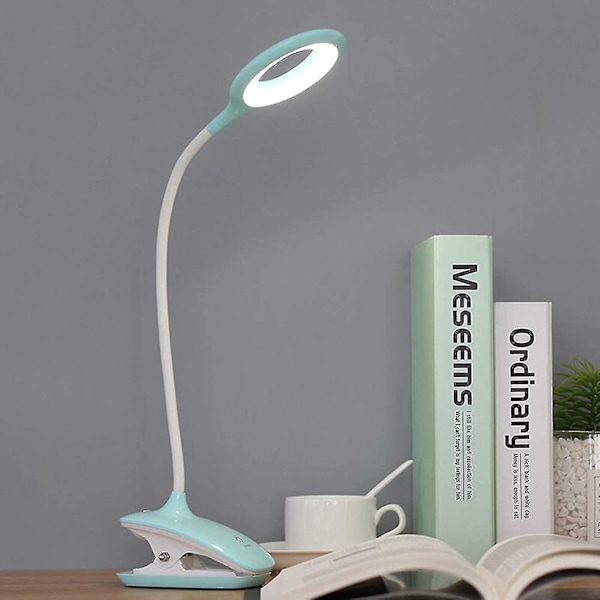 LED Klips-på Leselampe Dimbar Øyevern Bordlampe (FMY) Blue