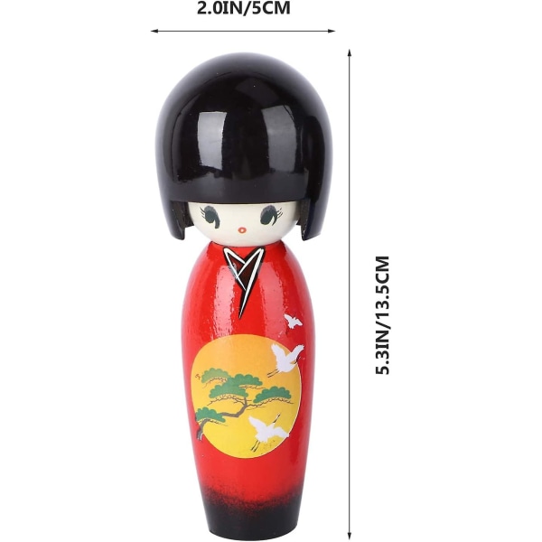 Japansk Kokeshi-dukke Kokeshi-trædukke Kimono-pige Ornament Kimono-figurer Statuer Bordpladedekoration, Tilfældig stil  (FMY)