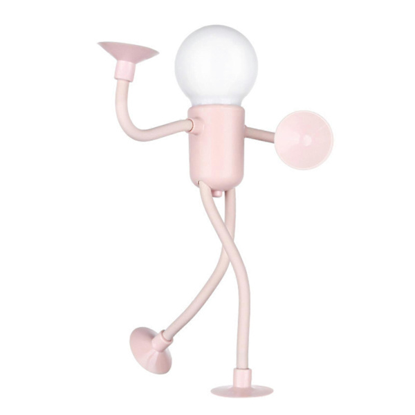 Formbar Rolig Sportman-Nattlampa Cartoon DIY Söt Nattlampa Mini Söt Sugkopp Sänglampa för Barn (FMY) Pink