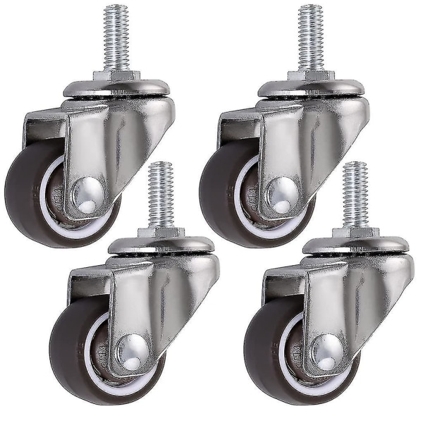 4 kpl Pyörivät Pyörät, 25 mm Varsi Huonekalujen Pyörät M615, Kumipyörivät Pyörät, Vaunuille, Trolleylle, Sängylle, Kaapille, Pöydälle, Kuormaukseen (FMY)