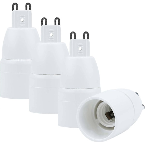 4x Lampesokkel Adapter G9 til E14 i HVID - Sæt med 4 omformaterende lampesokkel konvertere til glødelamper, LED, halogen, energisparende lamper (FMY)