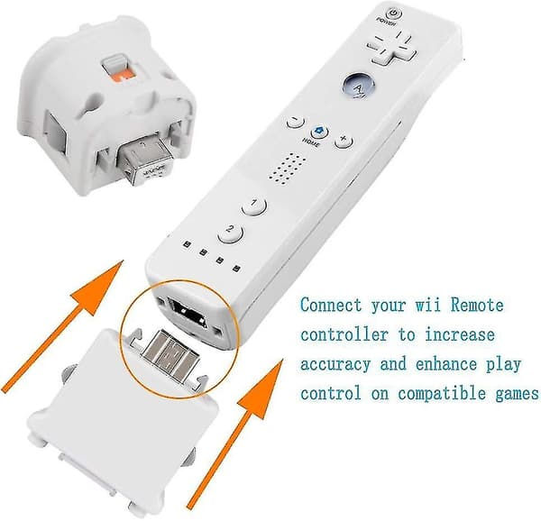 2 Motion Plus Adapter Sensor til Wii Remote Controller, Motion Plus Adapter Accelerator Erstatning til Wii Motion Plus Adapter (FMY) White