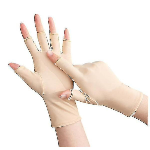 2 Par UV-Handskar för Gelnagellampa, UV-Skyddshandskar för Manikyr (FMY) Beige