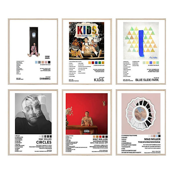 Mac Miller -albumiposteri, musiikkialbumiposteri huoneen estetiikkaan, kangasjuliste seinäkoristeluun (FMY)