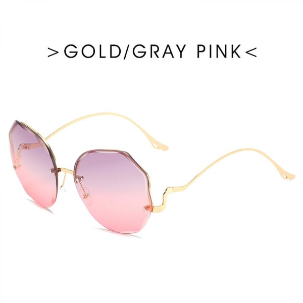 Klassiska båglösa solglasögon Metallbåge Diamantskärande lins Clear Eyewear Modesolglasögon för kvinnor (FMY)
