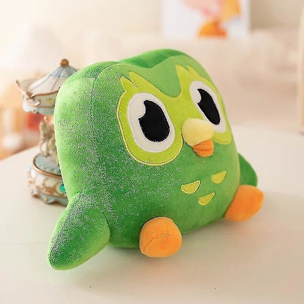 Duo Lingo Ugle Plys Duolingo Plys Legetøj Duo Lingo Maskot Ugle Grøn Duo Ugle Dukke Duolingo Blød Legetøj Plysdyr Sød Pude  (FMY)
