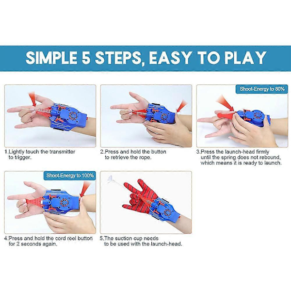 Spiderman Web Shooter Launcher Snöre Leksak Elektrisk Rulle In Spider Web Shooters Barn Spider Silk Handskar Rollspel Leksak (FMY) Blue