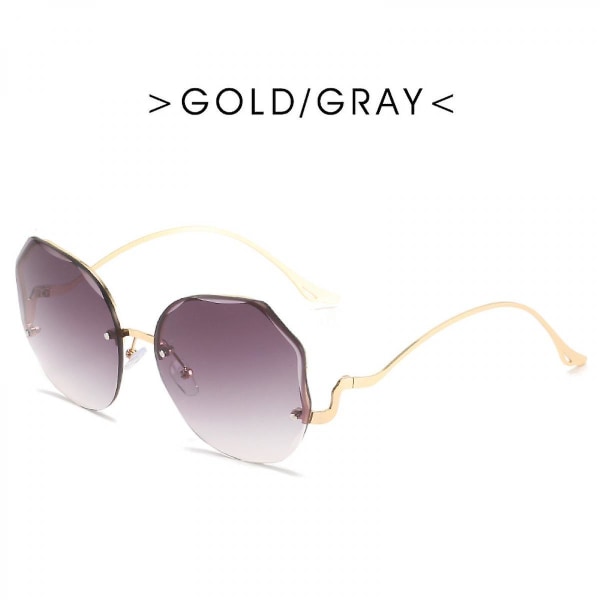Klassiske kantløse solbriller Metalramme Diamantskærende linse Clear Eyewear Modesolbriller til kvinder (FMY)