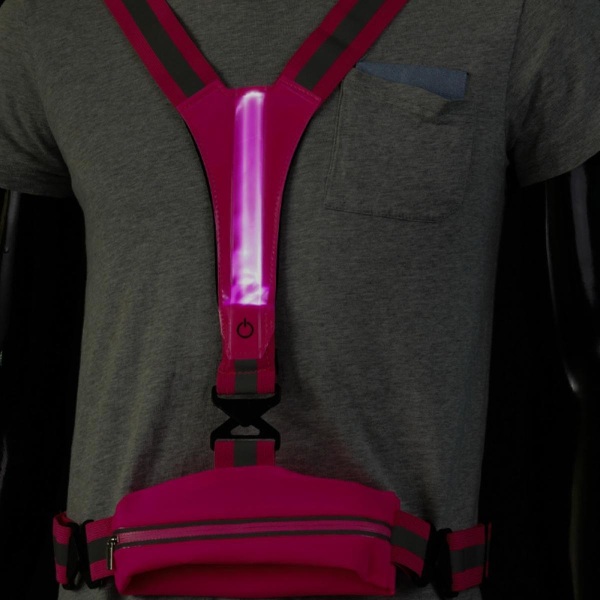 Led Refleksvest Løbeudstyr, Usb Genopladelig Led Lysvest Høj Synlighed Med Justerbar Talje/skulder (Pink)  (FMY)