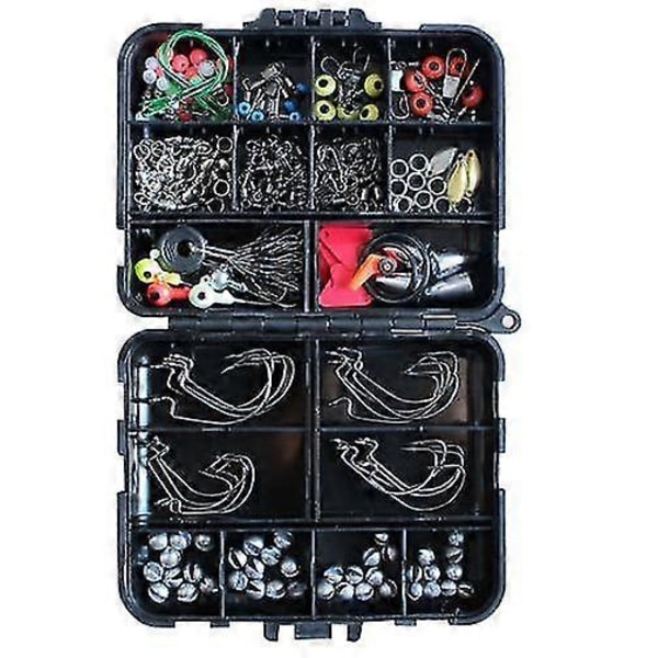 160-dels Havfiske Tillbehörssats Jig-Krokar Swivels Klämma med Tackle Box (FMY) 187pcs