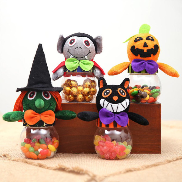 4x Halloween-favoritæsker Plastgave-slikæsker Halloween godbidæsker Minikrukke (FMY)