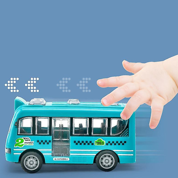 Cartoon Inertia Pull Back Bus Model Kan Öppna Dörren Barn Stad Buss Skolbuss Bil Leksak Present Pojkar Flickor Lekhus Leksak  (FMY) Green