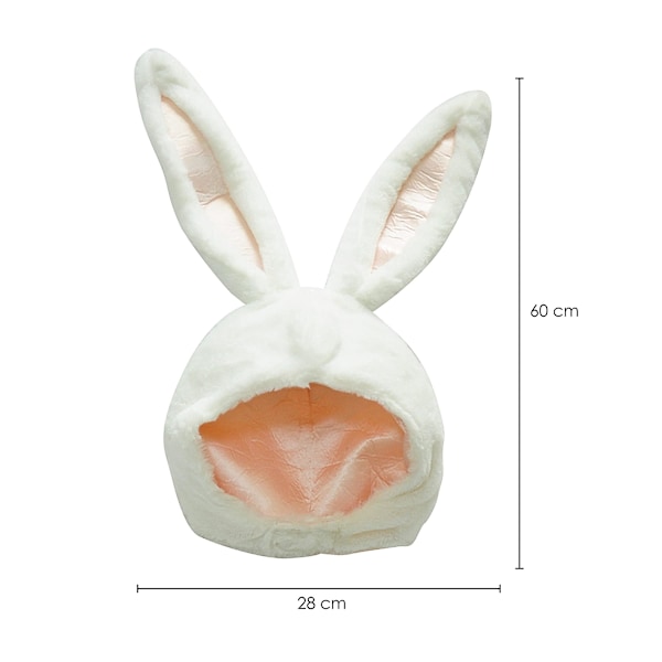 Påskeharehat - Sjove hatte til kostumefest, kanin kostume, cosplay - Blød hvid kaninhat til voksne og børn med bevægelige ører (FMY)