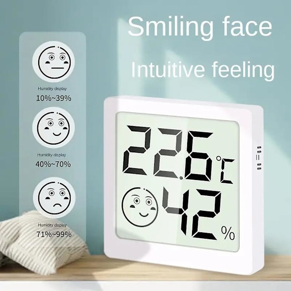 Elektronisk Termometer Hygrometer Høj-sensitiv Magnetisk Fugtmåler til Kontorer Hjem (FMY) White