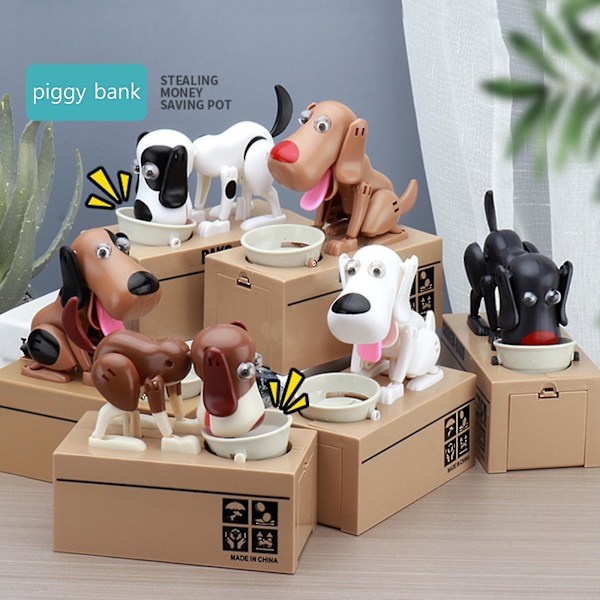 Spargris Bank Piggy Mekanisk Choken Mynt Sparande Hungrig Ätande Hund Robotisk, 100% Ny (FMY) brown