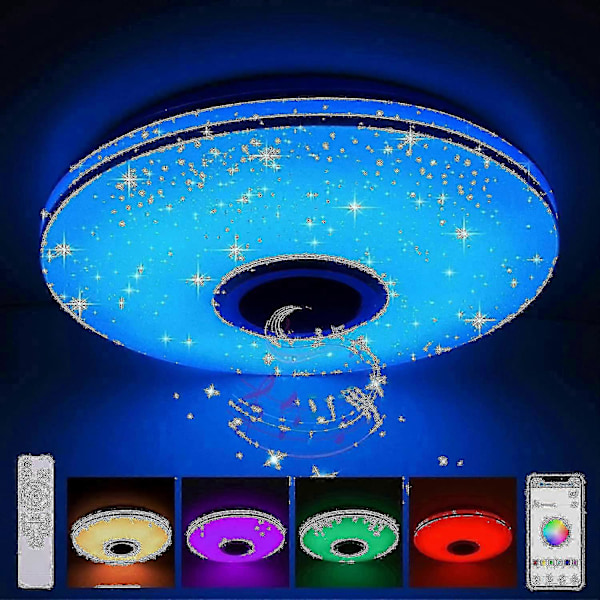 36W LED Taklampe Dimbar med Bluetooth Høyttaler, LED Taklampe med Fjernkontroll eller App - (FMY)
