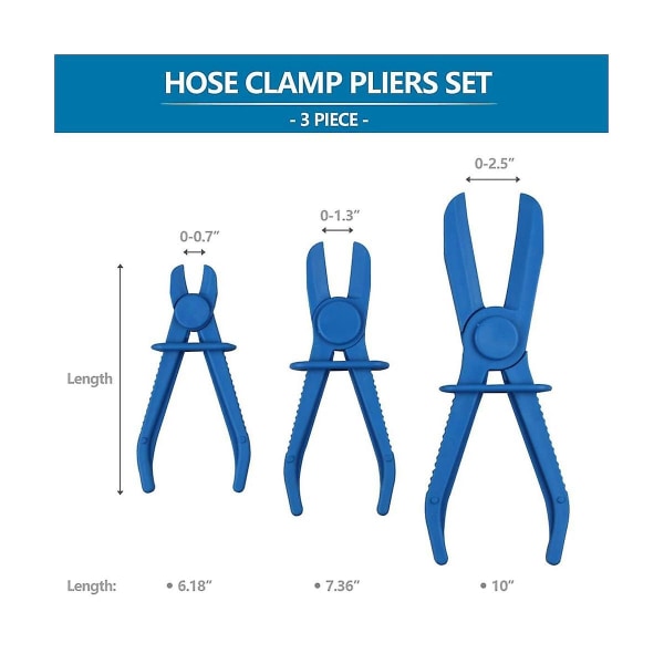 3 stk Slangeklemmer, Linjeklemmetangsett for Fleksible Slanger, Gassledninger, Radiator, Bremse, C  (FMY)