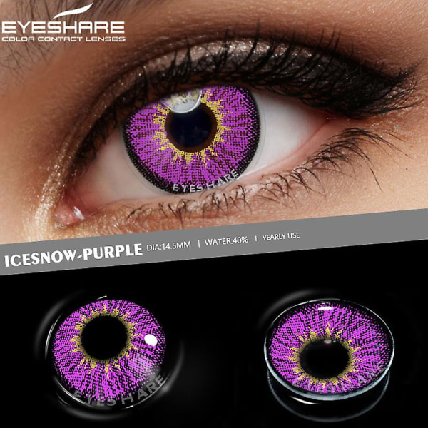 Cosplay färgkontaktlinser för ögon Lila linser Rosa linsmakeup Skönhetskontaktlinser Ögonkosmetikfärg linsögon (FMY) ICESNOW-Purple