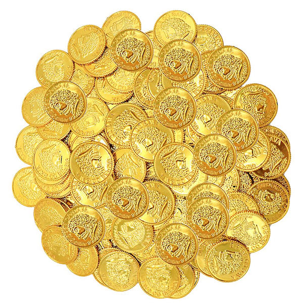 100 stk. pirat ornament piratfest tilbehør piratfest tema rekvisitter falske pirat mønter pirat mønt legetøj  (FMY) Golden 3.2X3.2X0.12CM