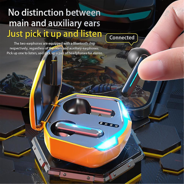 Trådløse Bluetooth Gaming-hovedtelefoner Øretelefoner In-ear Gaming Touch-aktiverede Cool Earphones (FMY)