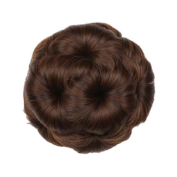 Faux syntetisk hårbolleforlengelse elastisk bølget brudebolle chignon hårstykke Qinhai  (FMY) Light Brown
