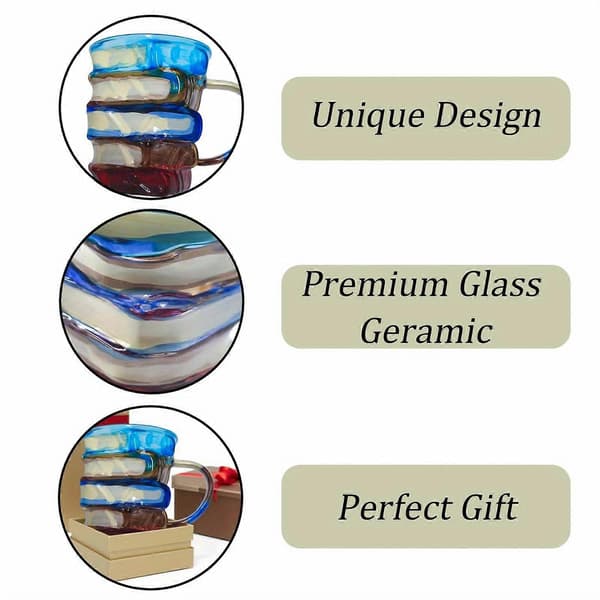 3D Färgglada Böcker Mugg Stack (450ml) - Packa upp Kaffekonstpresent för Bokälskare, Nyhetskaffemuggar (FMY)