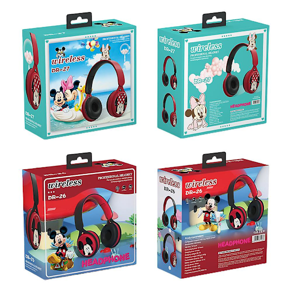 Spider-Man Bluetooth Hovedtelefoner Mickey Mouse Foldbare Sports Øretelefoner Hovedtelefoner Gaver (FMY) Minnie