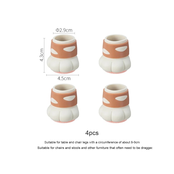 Stolsbensskydd Silikon Möbelbordsfötter Skyddstrumpor Golvskydd Halkfria Katttass Fotändar Heminredning(FMY) Felt style 4pcs