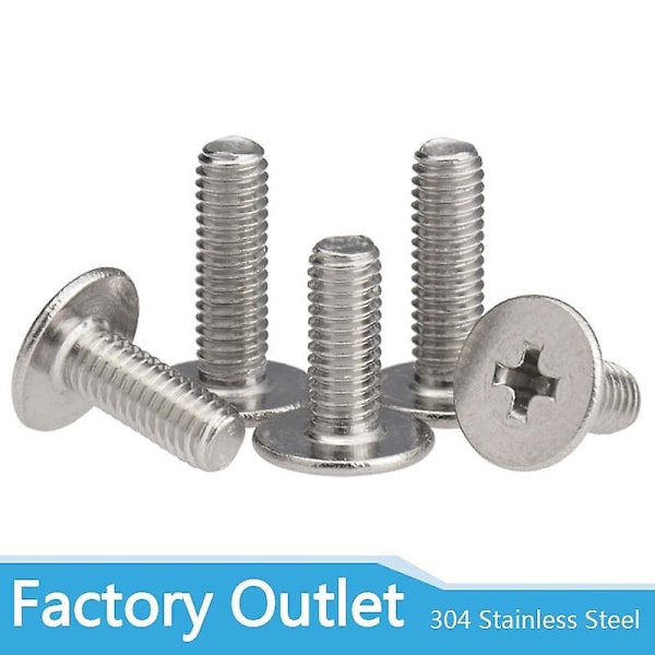 10/25 stk cm m2 m2.5 m3 m4 m5 m6 a2 304 rustfritt stål kryss phillips ultra tynn super lav flat wafer hodeskrue bolt for bærbar PC (FMY) M3*25 25pcs
