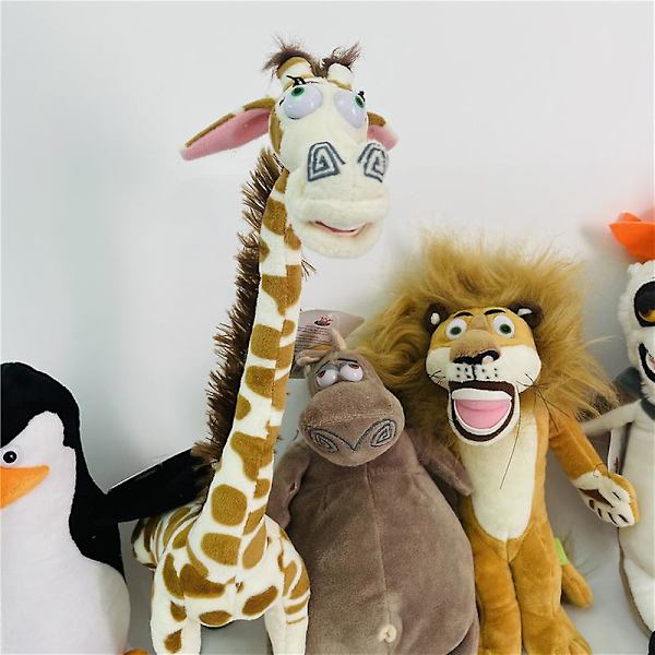 20-35cm 6 Styles Madagascar Plys Legetøj Udstoppede Bløde Dyr Dukker Giraf Flodhest Løve Pingvin Zebra Lemurer Figur Gave Til Børn (FMY) zebra