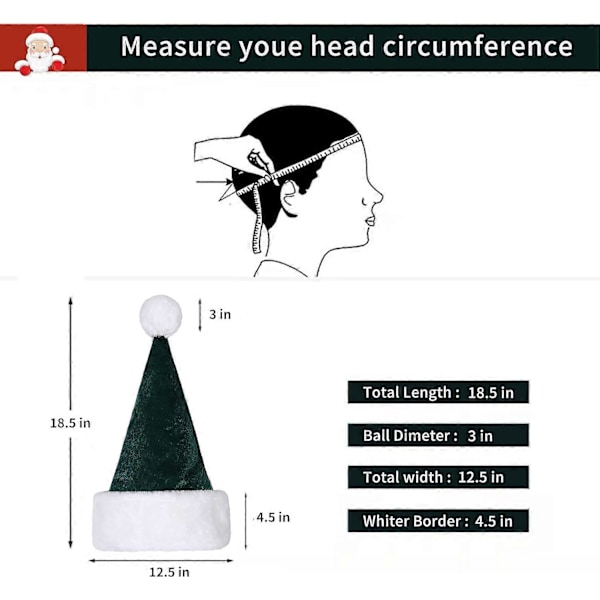 Tomtemössa, Tomtemössa för Vuxna, Unisex Sammet Komfort Grön Julhatt Hattar  (FMY)