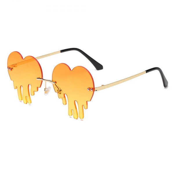 Dripping Heart Solbriller til Kvinder Kantløse, smeltende hjerteformede solbriller Linse Trendy festbriller (FMY)