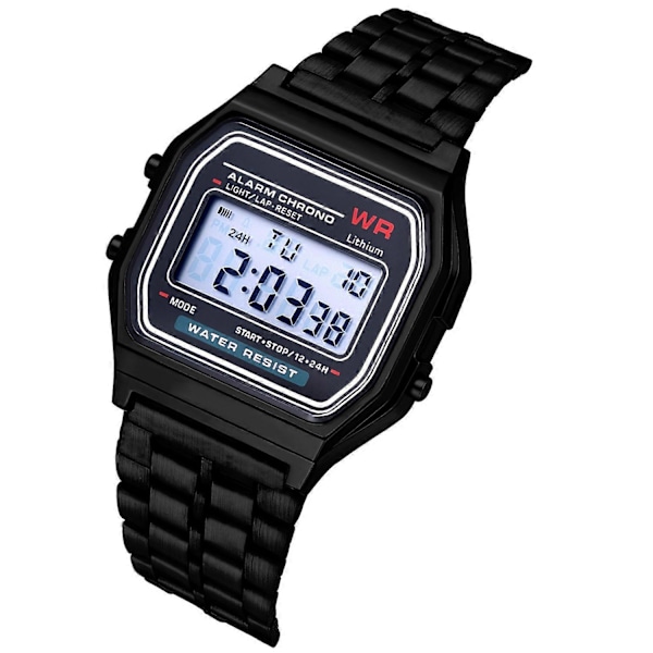 Nyt LED Digitalt Vandtæt Quartz Armbåndsur (FMY) Black