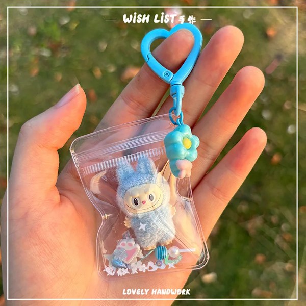 Uusi Flocking Mini Labubu Vinyyli Itävä Hieno Avaimenperä Söpö Laukku Matkapuhelin Nukkekoriste Kawaii Lelut Lahja (FMY) l
