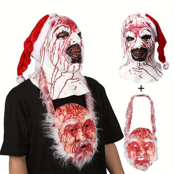 2-pack Halloween Läskig Latex Clownsmask Set - Inkluderar Halshängande Tillbehör, Perfekt för Halloweenfestkostym, Boll Cosplay, Skräck P  (FMY) Mask + Neck Hanging